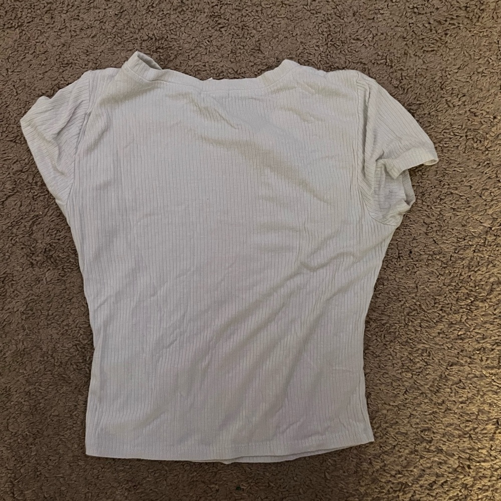 White Ribbed Crop Top - Picture 2 of 2